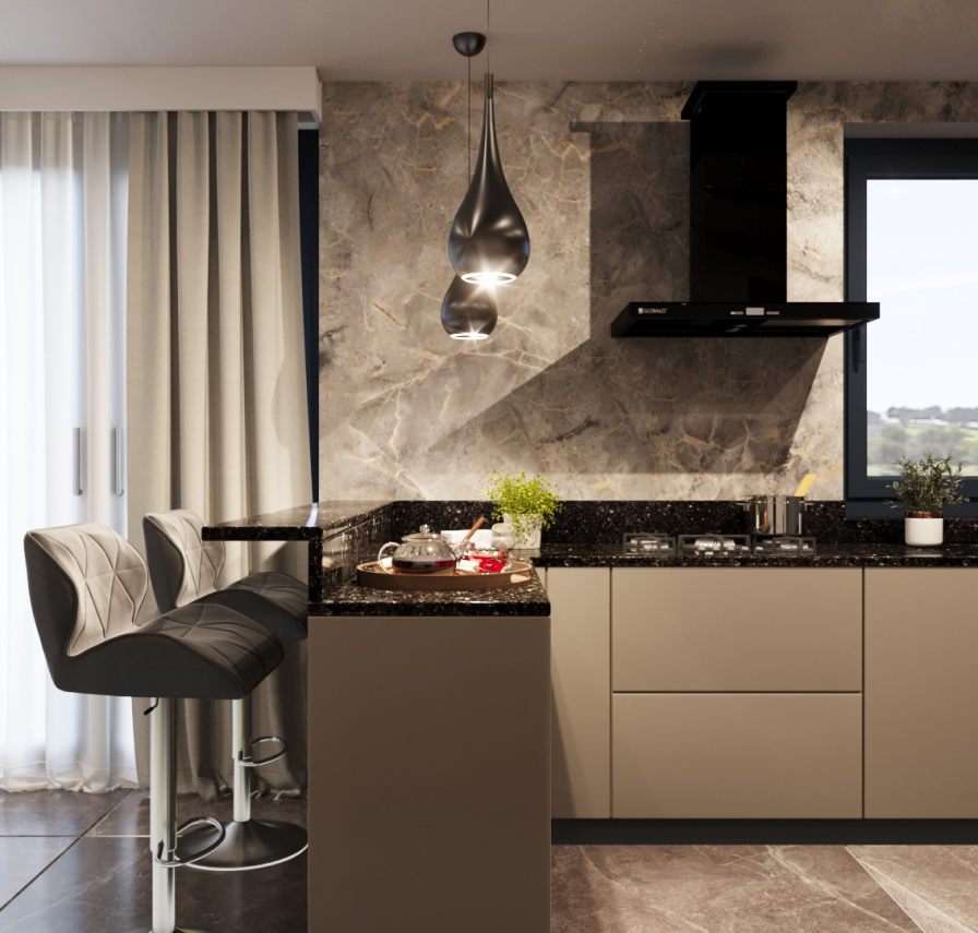 Projekt minimalistycznej  kuchni z jadalnią 