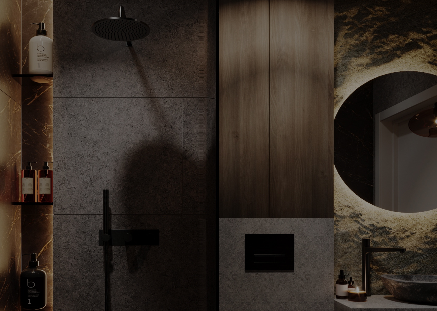łazienka w ciemnym stylu