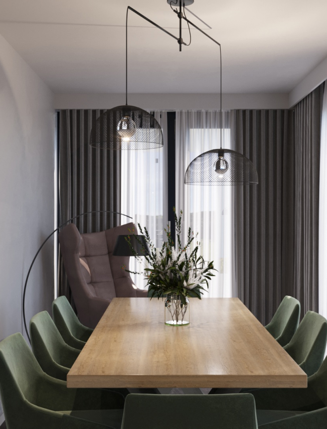 Projekt minimalistycznej  kuchni z jadalnią 